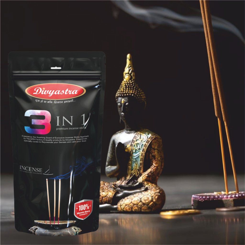Divyastra 3 in 1 Incense Sticks Zipper - Pack of 12
