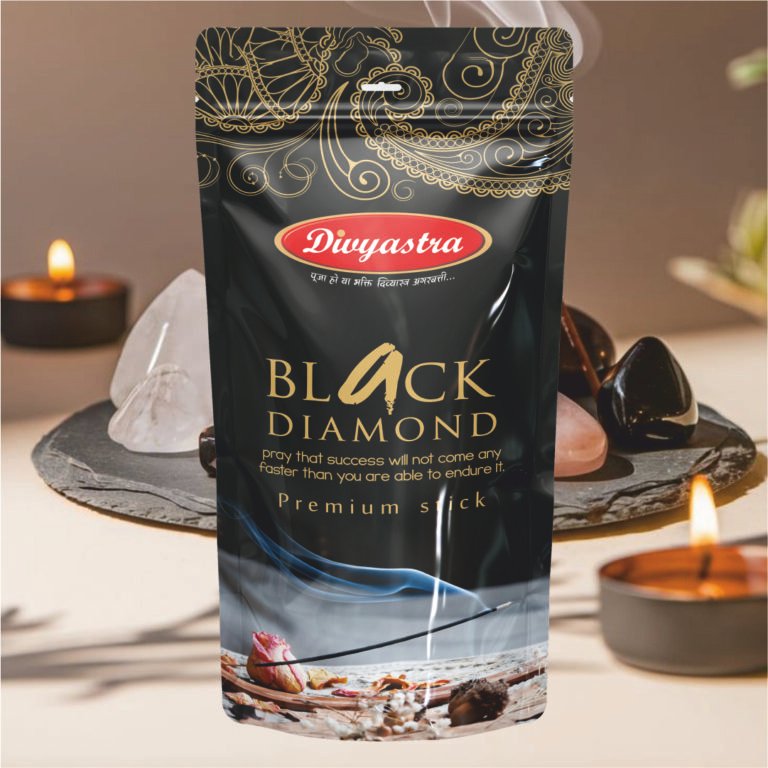 Divyastra Black Diamond Incense Sticks Zipper - Pack of 12