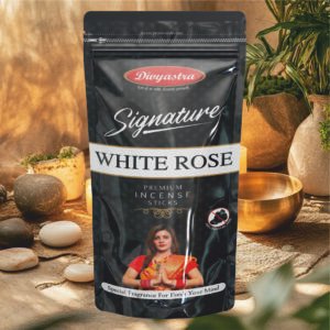 Divyastra Signature White Rose Incense Stick Zipper - Pack of 12