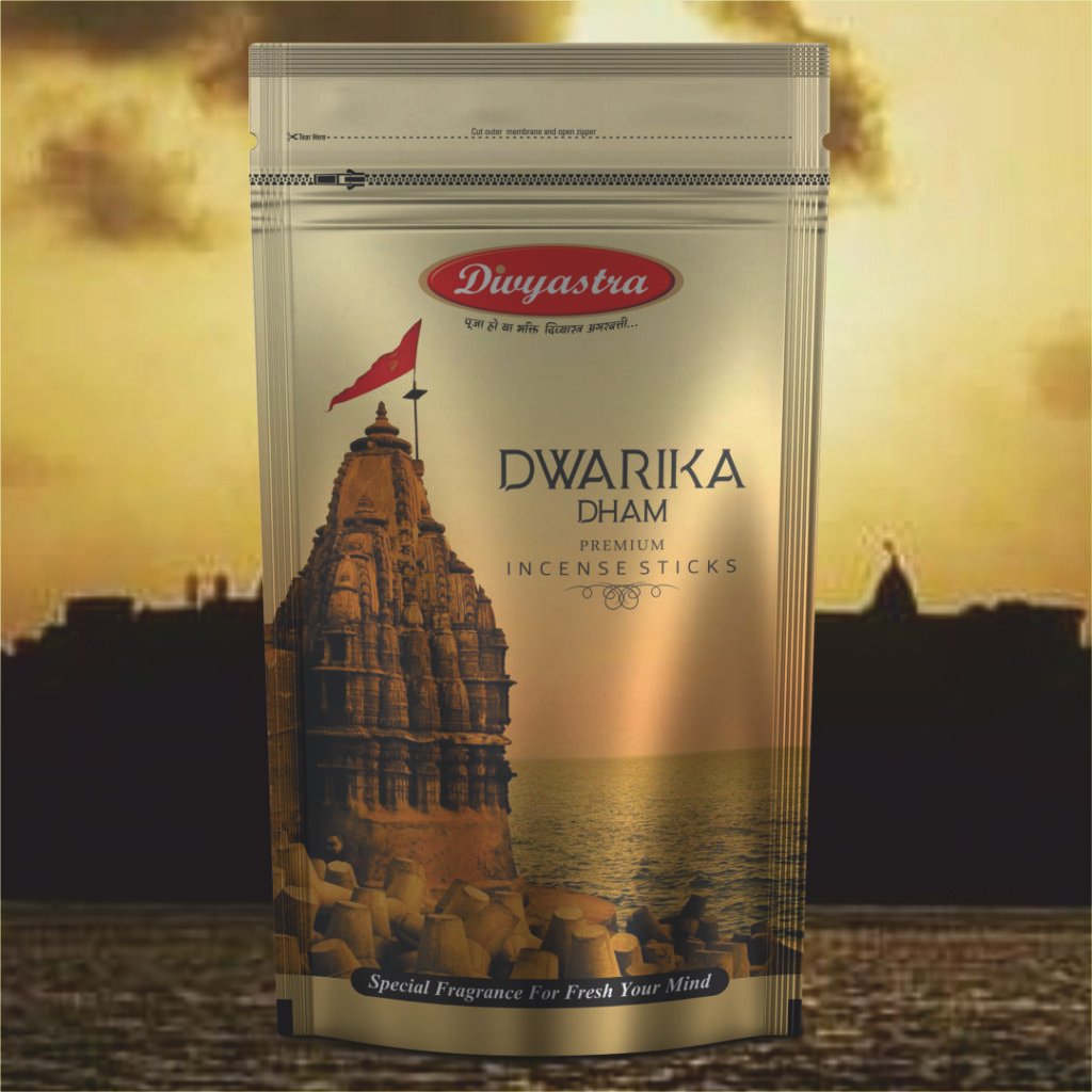 Divyastra Dwarika Dham Incense Stick Zipper - Pack of 12