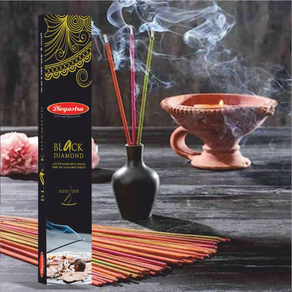 Divyastra Family Black Diamond Incense Stick - Pack of 12