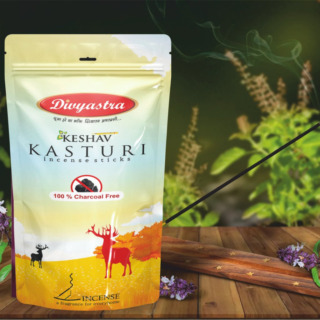 Divyastra Keshav Kasturi Incense Sticks Zipper - Pack of 12