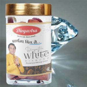 Divyastra White Diamond Jar Dhoop Cone - Pack of 12