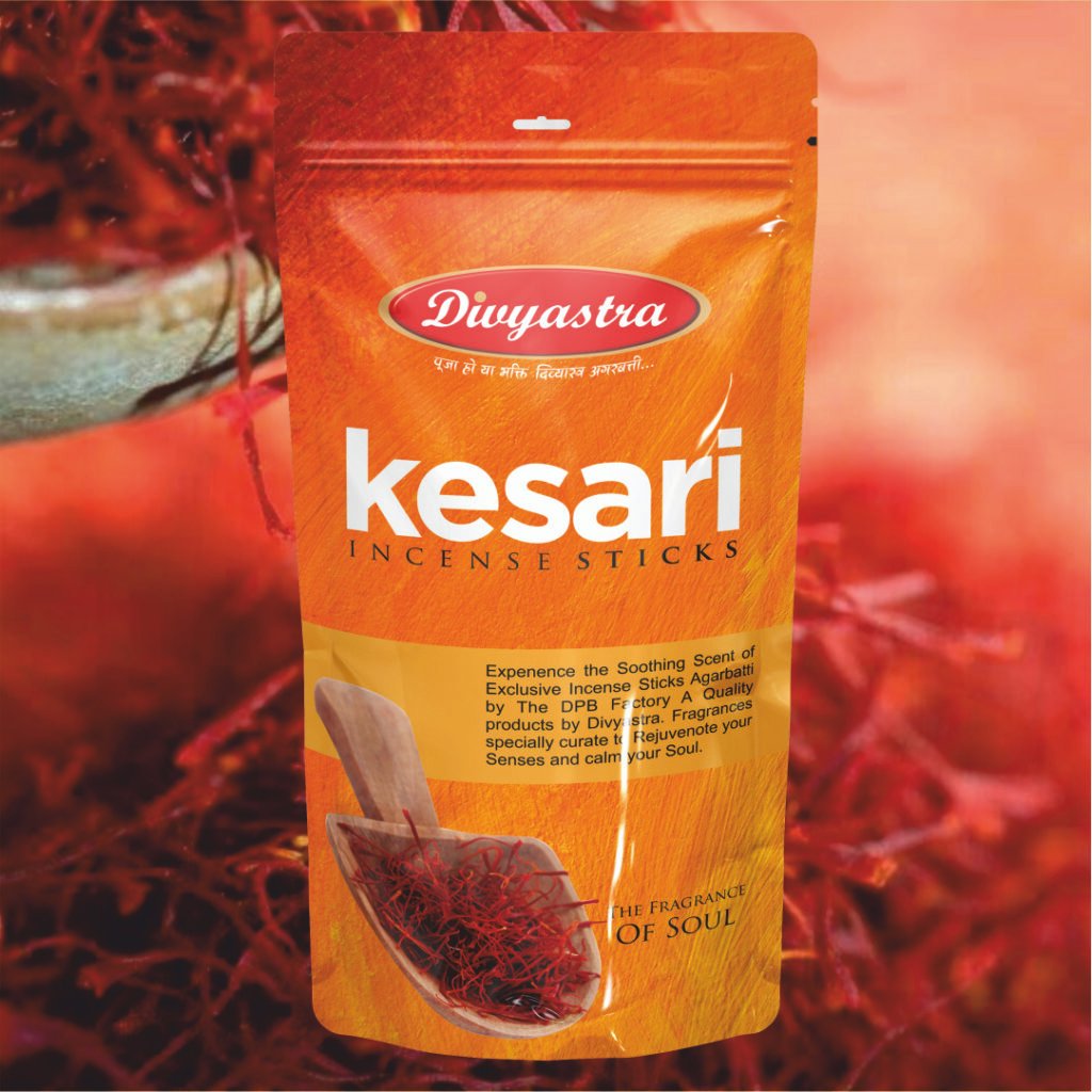Divyastra Kesari Incense Sticks Zipper - Pack of 12