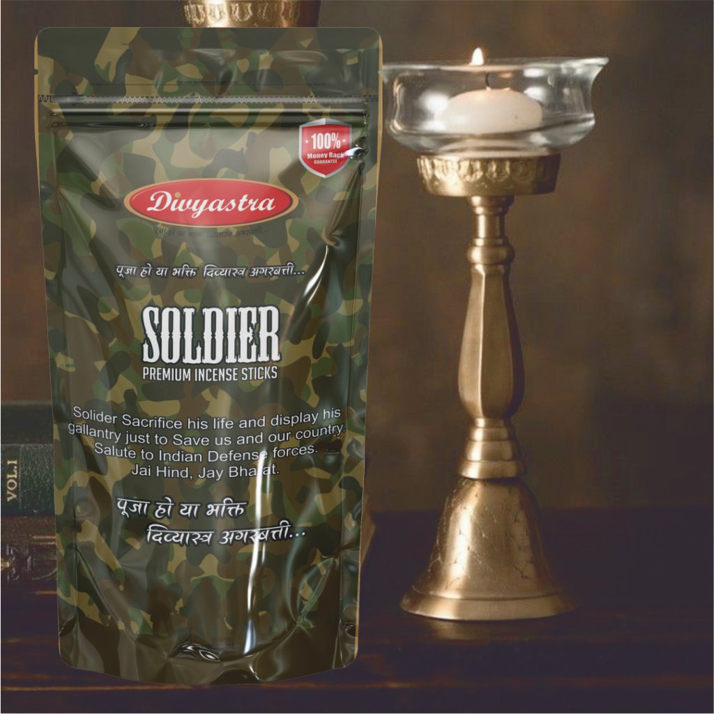 Divyastra Soldier Incense Stick Zipper - Pack of 12